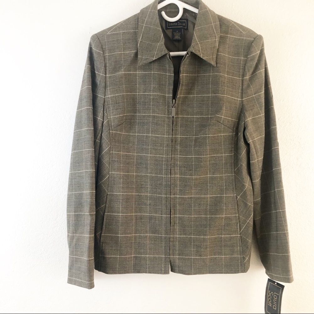 Laura Scott plaid zipper Jacket and skirt Suit set size 12